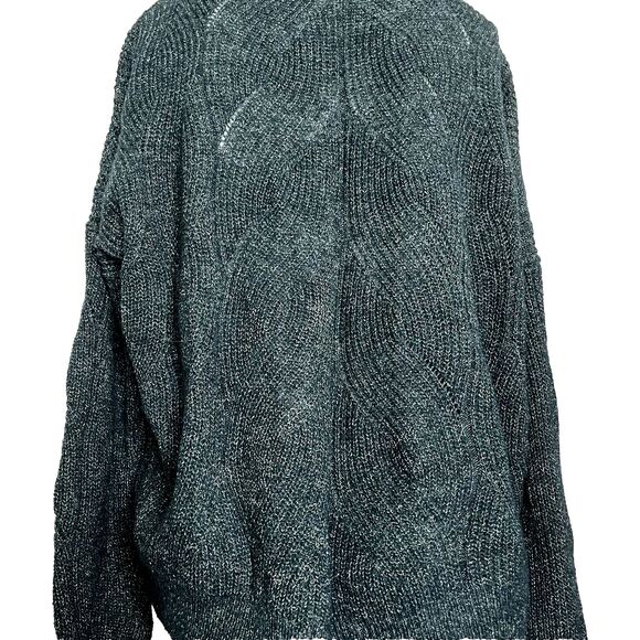 Anthropologie Womens Green Pullover Cable Knit Sweater Cotton Wool Blend Large - Picture 8 of 11